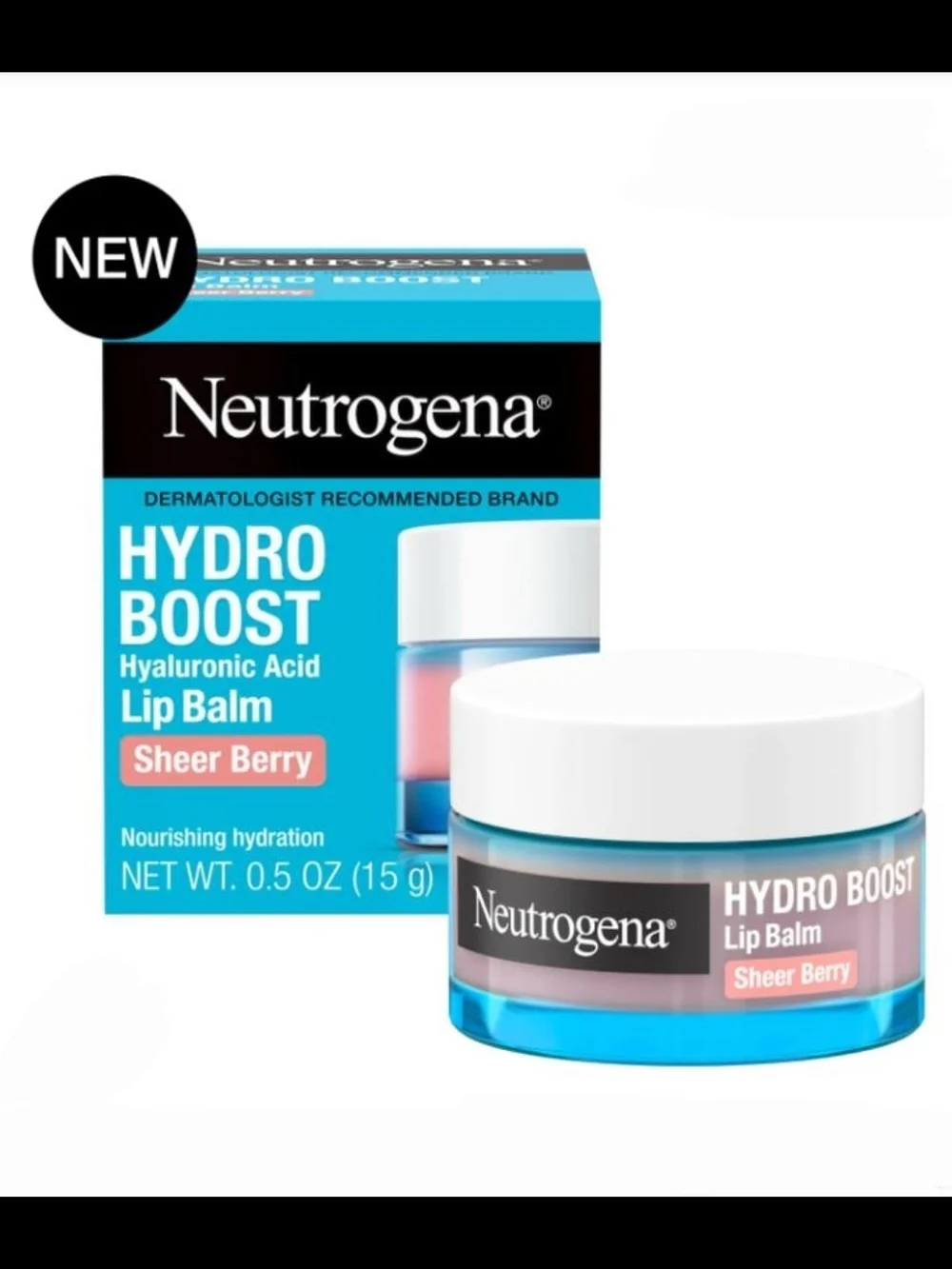 Neutrogena Hydro Boost Sheer Berry Lip Balm - Hydrating Hyaluronic Acid 0.5oz